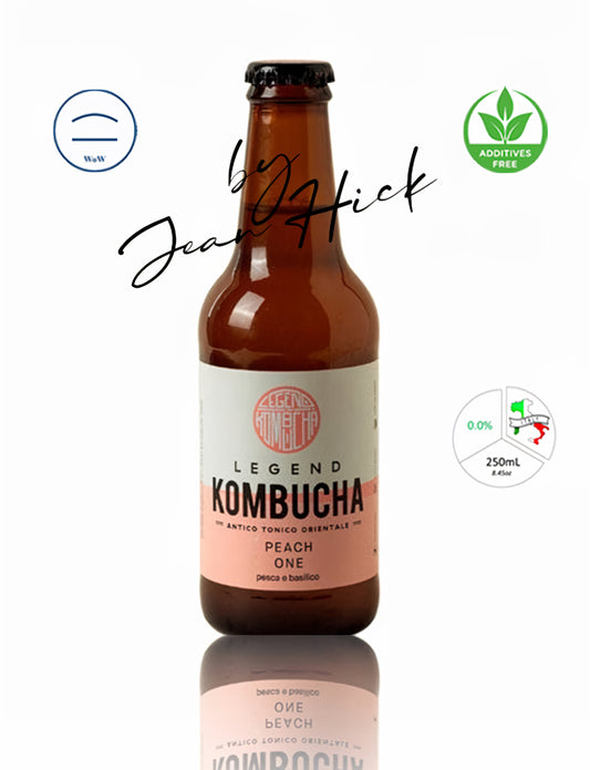LEGEND KOMBUCHA PEACH ONE - PEACH AND BASIL BOTTLE