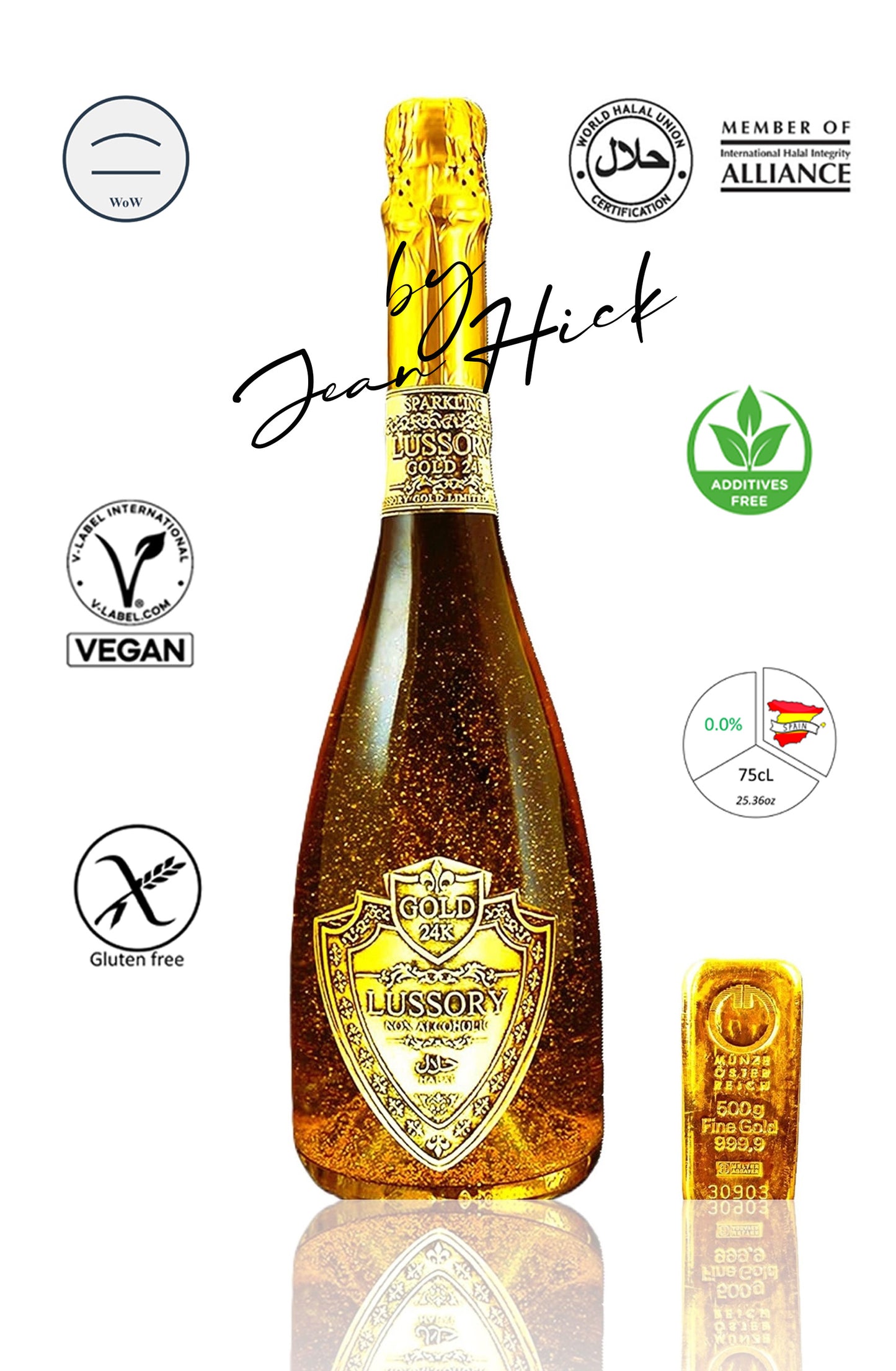 LUSSORY PURE 24K GOLD FLAKES 0.0% - limited edition white sparkling wine brut