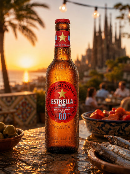 ESTRELLA DAMM 0.0% — amber lager beer